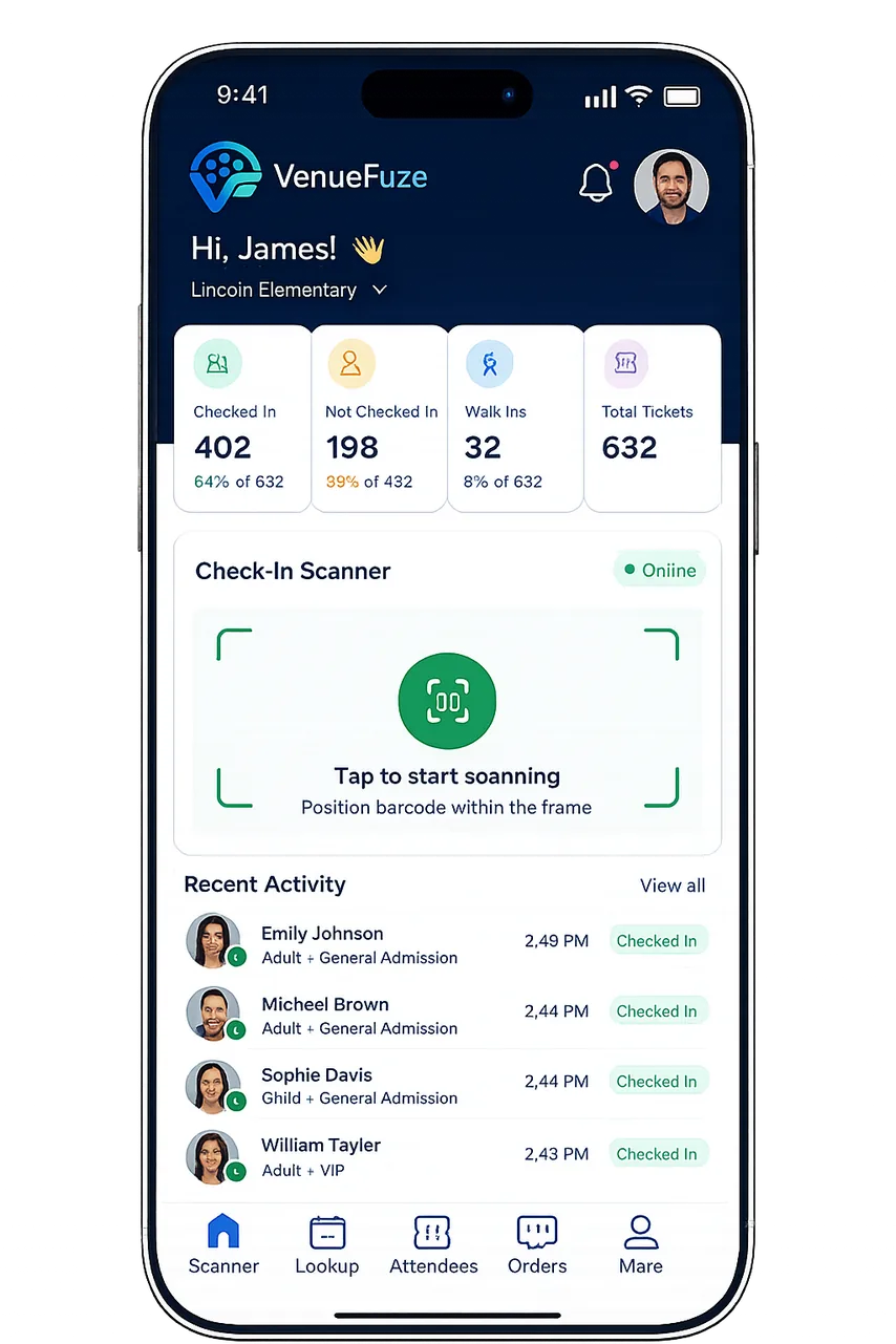 VenueFuze organizer scanner preview